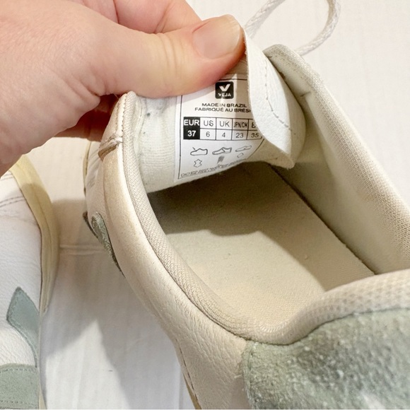 Veja Campo Leather Sneakers White Leather Size 6 Natural Suede Low Top Trainers - Picture 10 of 11